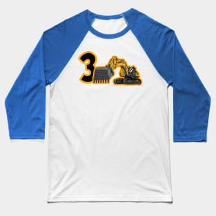 3rd Birthday Tshirt Excavator Birthday Baseball T-Shirt